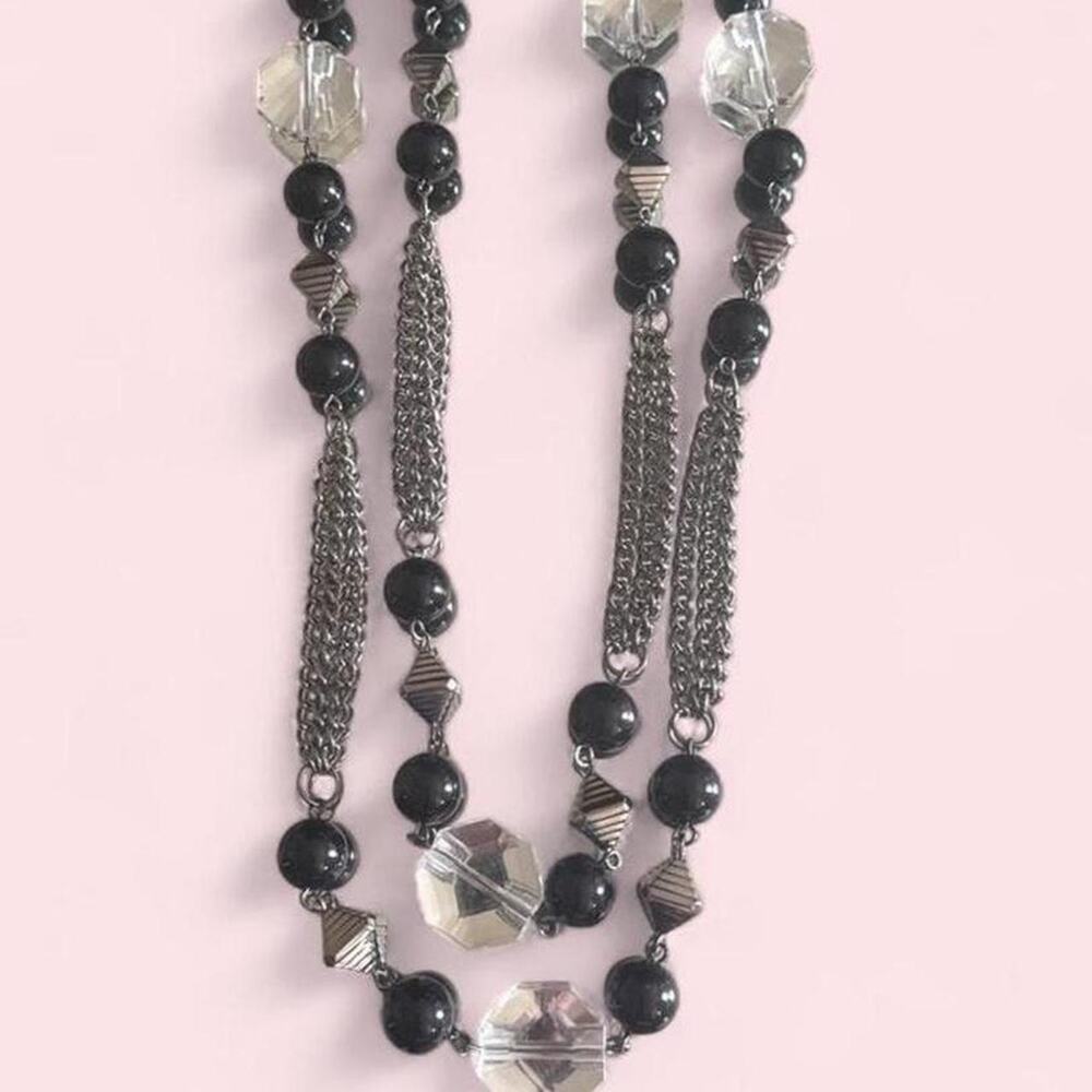 Black and silver beaded necklace